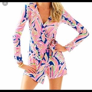 NWT Lilly Pulitzer Banana Flambé Tiki Wrap Romper Sz-S